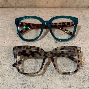 Zeelool Women's Tortoise and Teal Glasses Set
